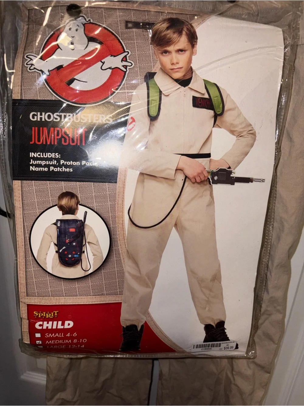Spirit Halloween Ghostbusters Child Jumpsuit Costume w/ Patches & Accessories M